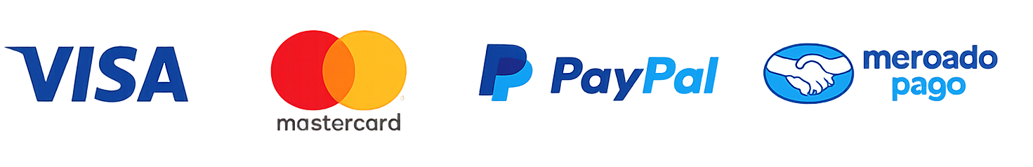 Formas de pago de confianza y seguros, visa, master card, pay pal, mercado pago, garantía total