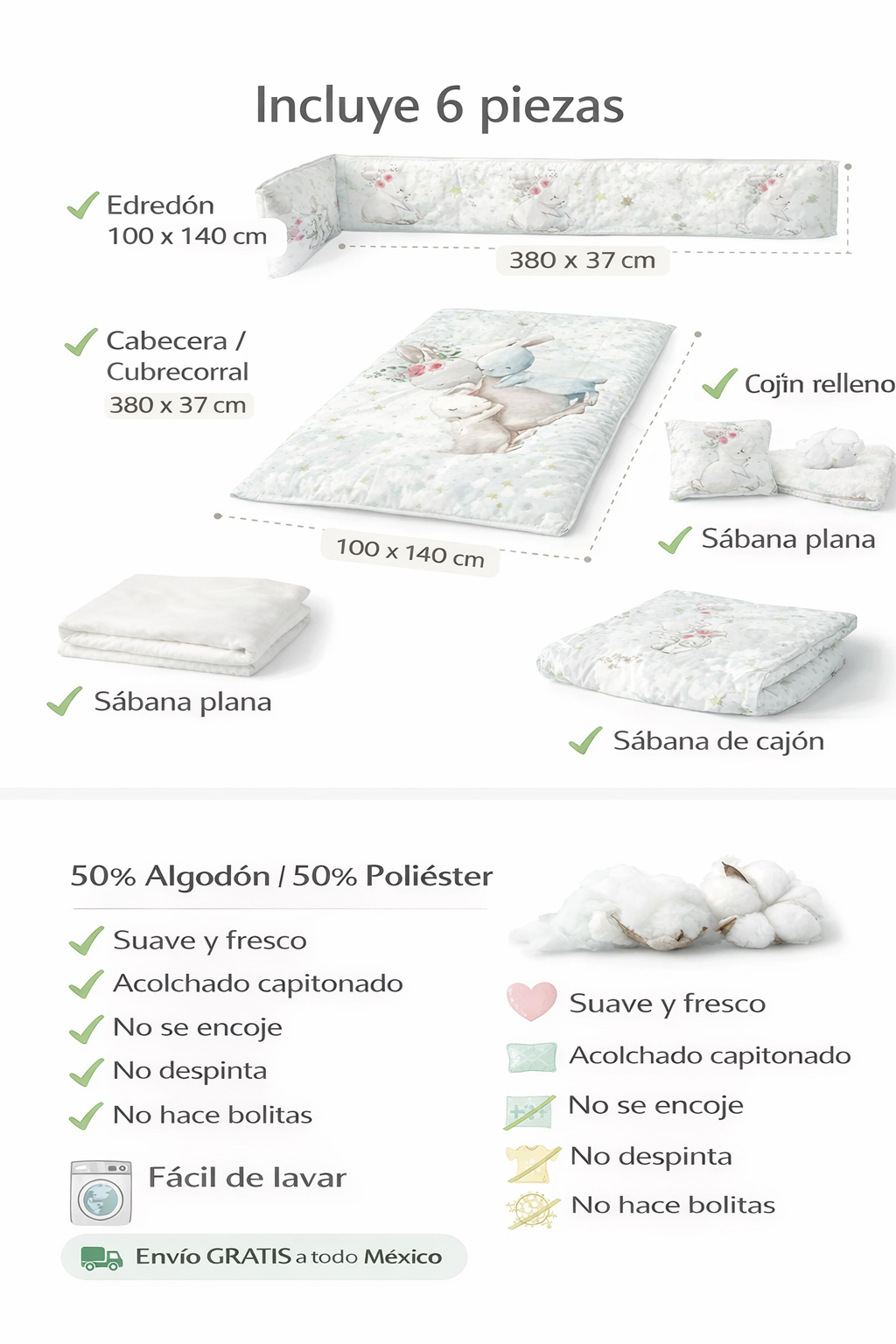 Juego de Edredón de Cuna para Bebé Primavera | Envío Gratis